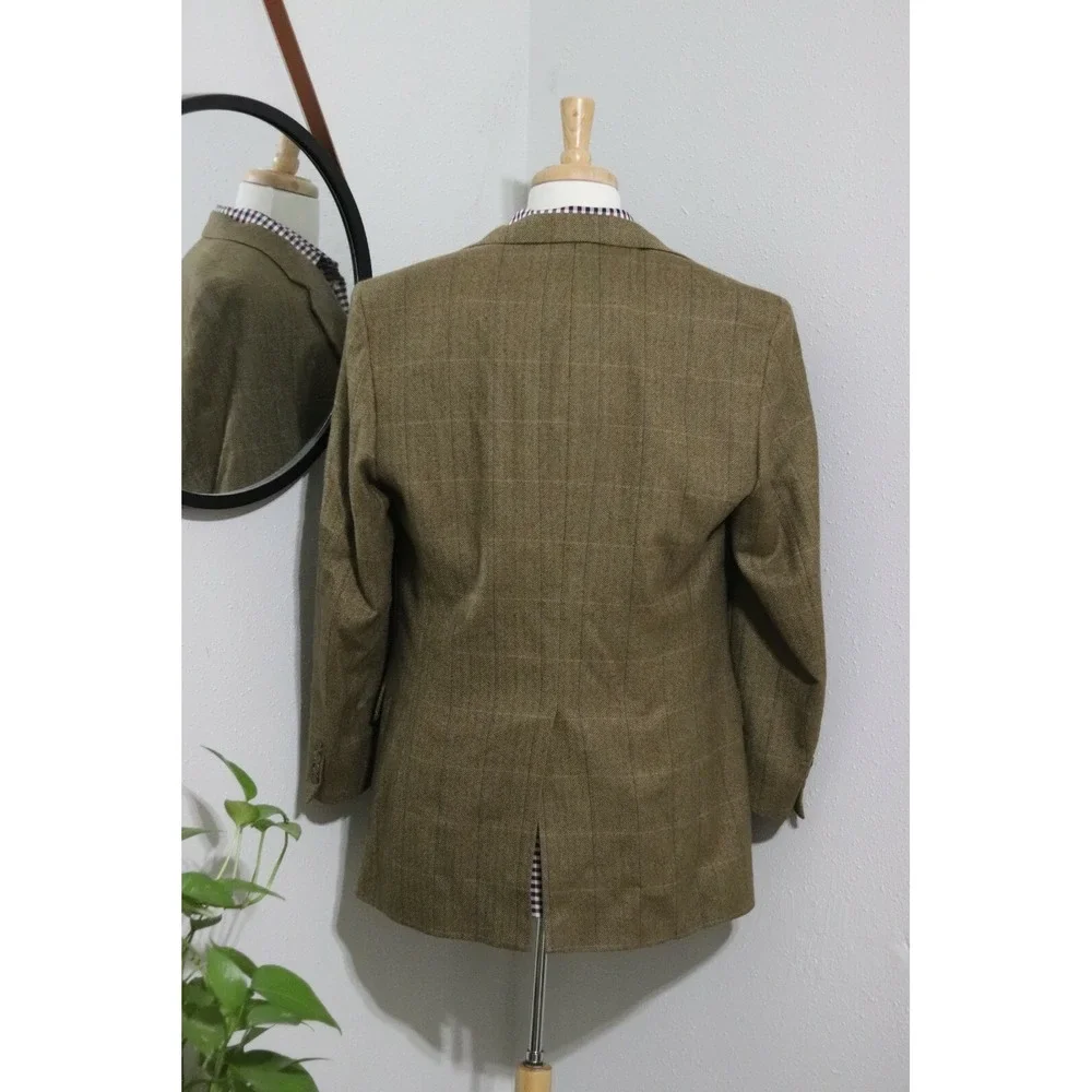 Brooks Brothers sport coat jacket - brown windowpane herringbone, 2‎ button, 43L